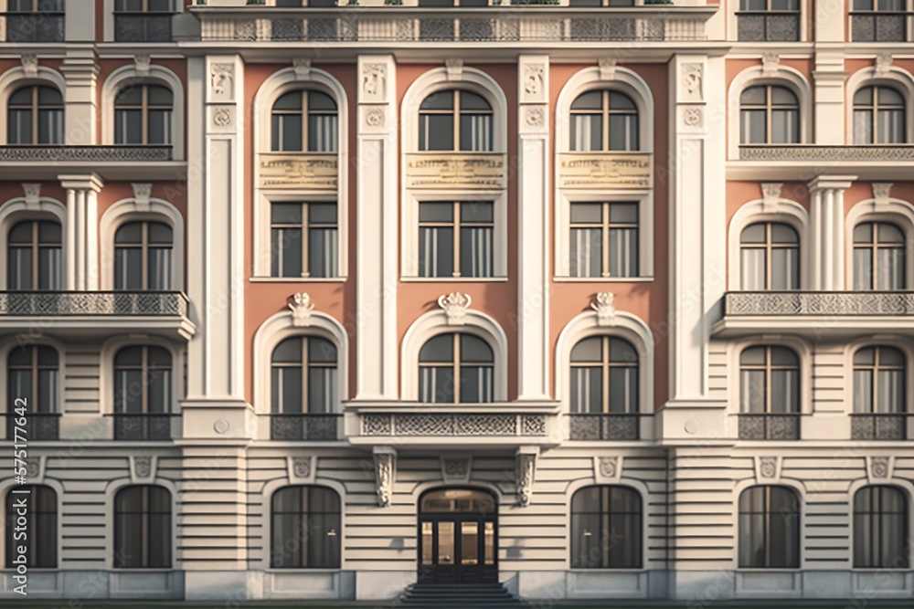 Classical Facade of an Apartment Building or Office, Created by Generative AI Technology Classical Facade of an Apartment Building or Office, Created by Generative AI Technology