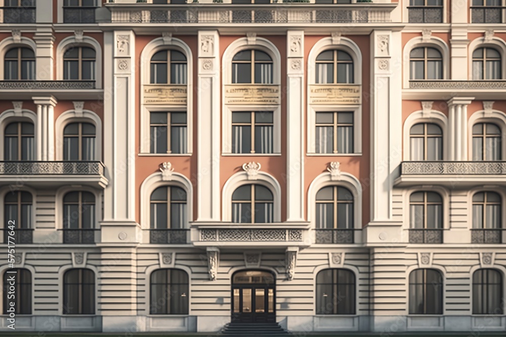 Classical Facade of an Apartment Building or Office, Created by Generative AI Technology