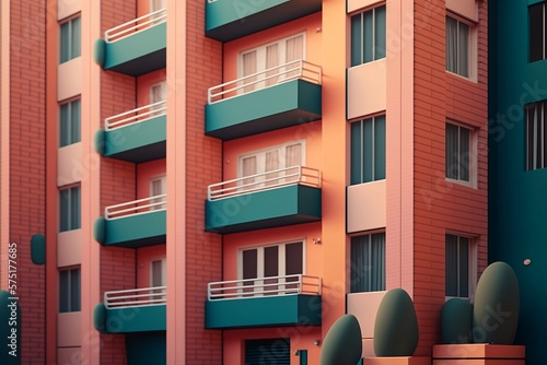 Facade of an Apartment Building or Office, Created by Generative AI Technology