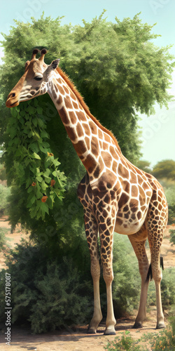 Illustration of a single giraffe. Generative AI.