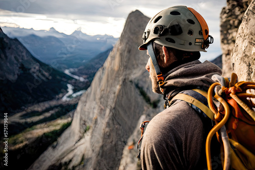 person on the top of the mountain made with generative ai