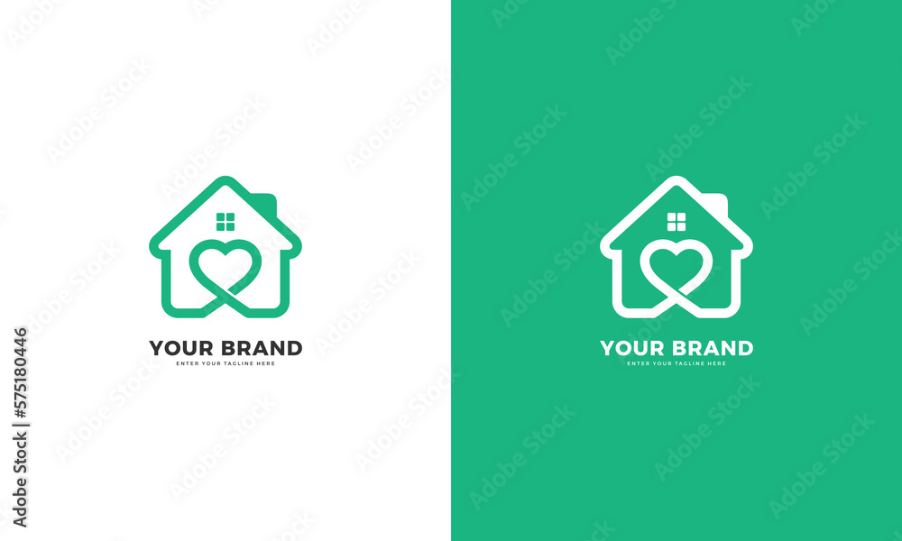Modern love house logo design, minimalistic line art style, vector ...