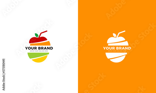 Fresh fruit logo. Fruit juice icon, various fruit drinks. Graphic vector illustration design