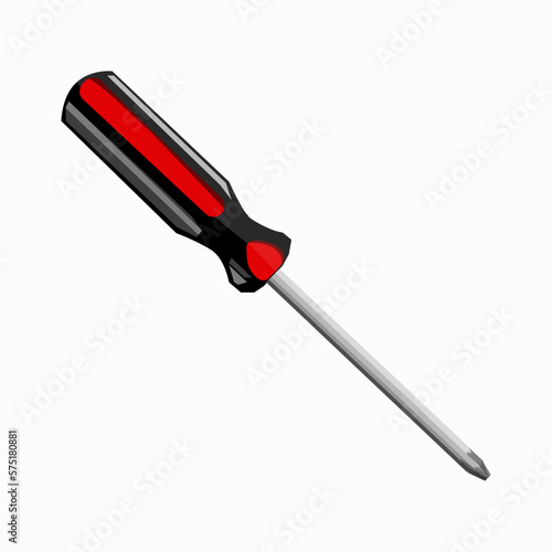 red screwdriver isolated on white photo