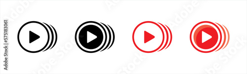 Play video or play media icon. playlist symbol. watch later, library, history, downloads, movies signs, vector illustration