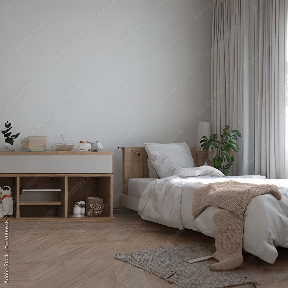 Fototapeta premium Modern bedroom concept chillout concept. Generative AI