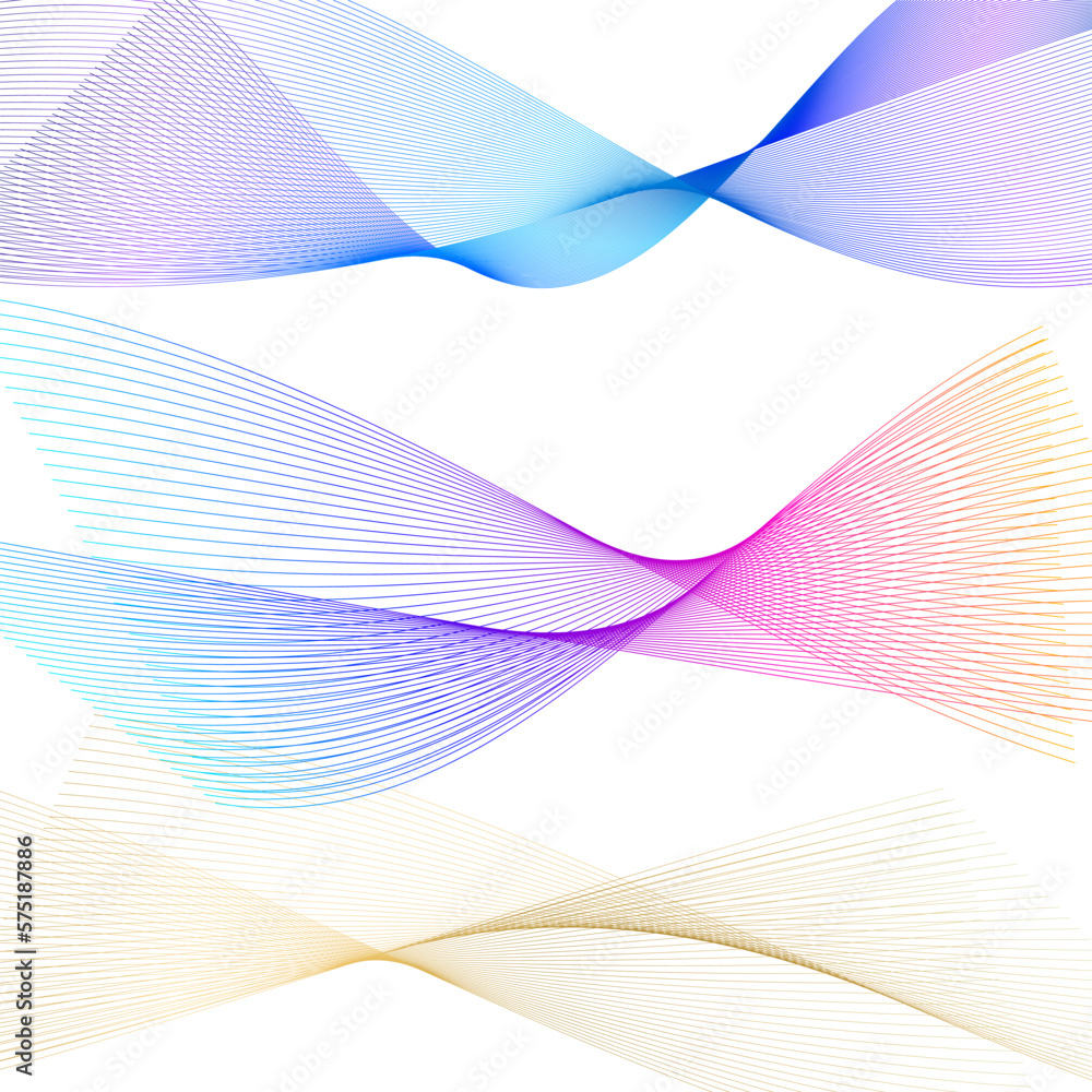 Set Abstract lines colors design element on white background of waves. Vector Illustration eps 10 for grunge elegant business card, print brochure, flyer, banners, cover book, label, fabric Set Abstract lines colors design element on white background of waves. Vector Illustration eps 10 for grunge elegant business card, print brochure, flyer, banners, cover book, label, fabric