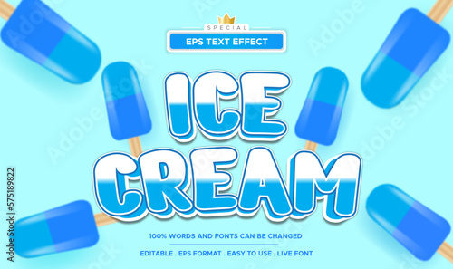 Ice cream text effect editable