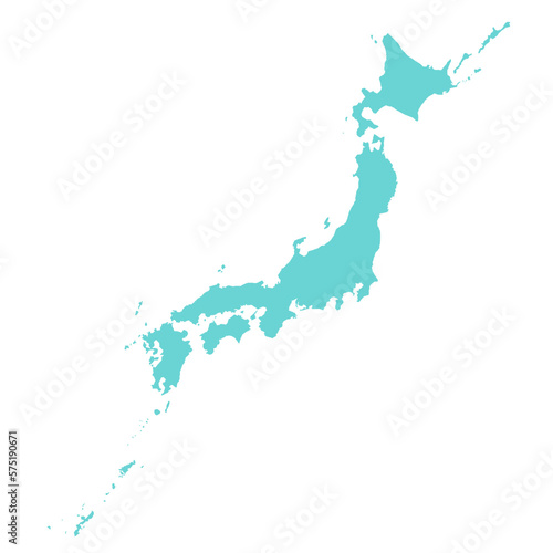 日本全図の水色のシルエットイラスト 全体図