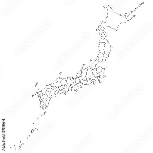 切り離せる日本全図のシルエットイラスト 全体図 線画
