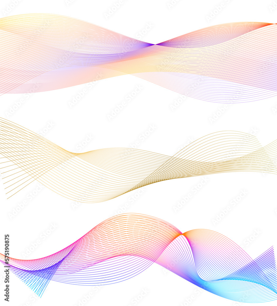 Set Abstract lines colors design element on white background of waves. Vector Illustration eps 10 for grunge elegant business card, print brochure, flyer, banners, cover book, label, fabric Set Abstract lines colors design element on white background of waves. Vector Illustration eps 10 for grunge elegant business card, print brochure, flyer, banners, cover book, label, fabric