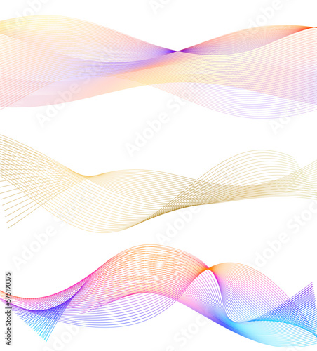 Set Abstract lines colors design element on white background of waves. Vector Illustration eps 10 for grunge elegant business card  print brochure  flyer  banners  cover book  label  fabric