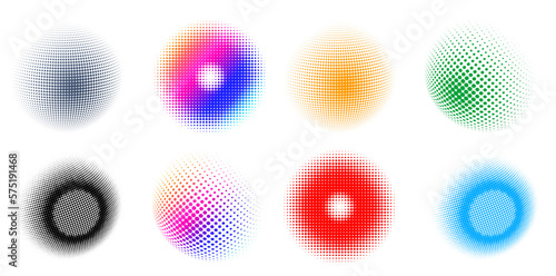 Set Design elements symbol Editable halftone frame dot circle pattern on white background. Vector illustration eps 10 frame with black random dots. Round border Icon using halftone circle dots text