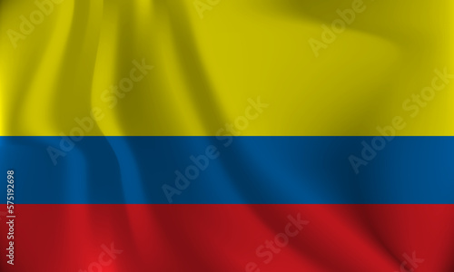 Flag of Colombia  with a wavy effect due to the wind.