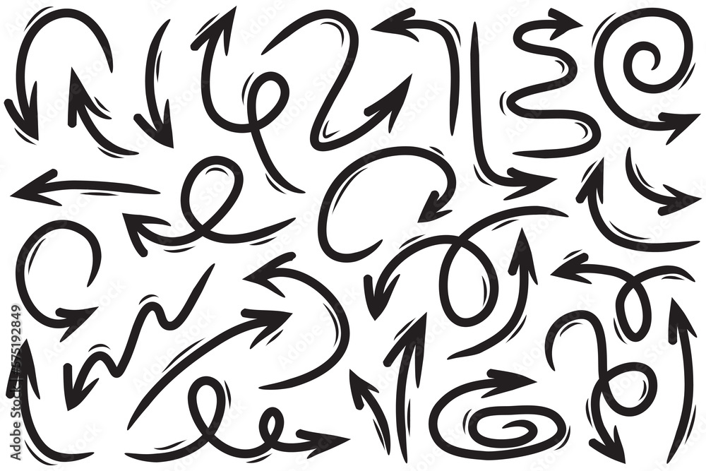 set of hand drawn arrows .Vector doodle design elements. Illustration on white background.for business infographic, banner, web and concept design. set of hand drawn arrows .Vector doodle design elements. Illustration on white background.for business infographic, banner, web and concept design.