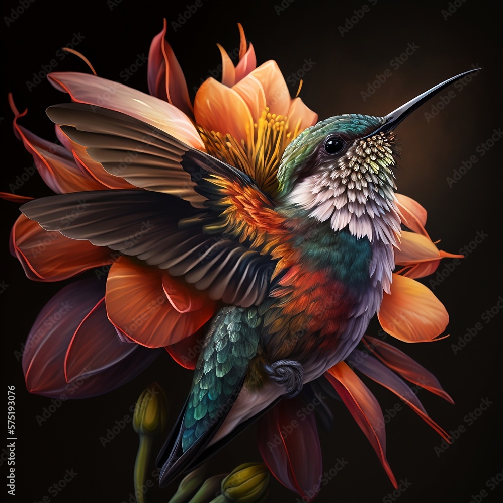 Fototapeta premium hummingbird and flower