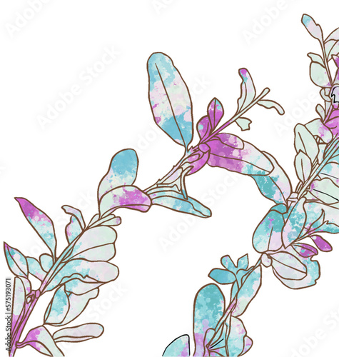 観葉植物をモチーフにしたイラスト（紫）