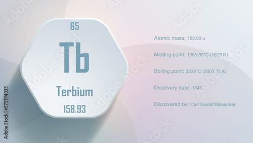 Modern periodic table element Terbium 3D Vector Illustration