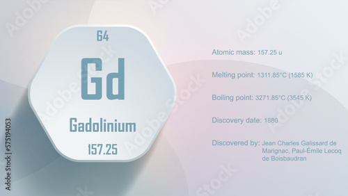 Modern periodic table element Gadolinium 3D Vector Illustration