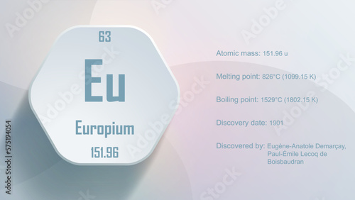 Modern periodic table element Europium 3D Vector Illustration