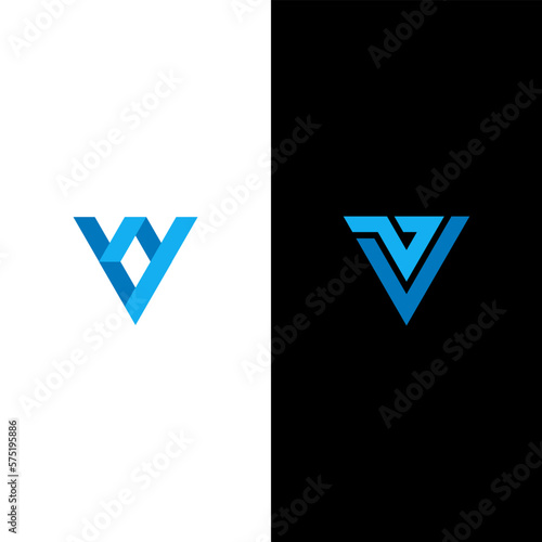 Creative Initials V logo design. geometric letter logo template