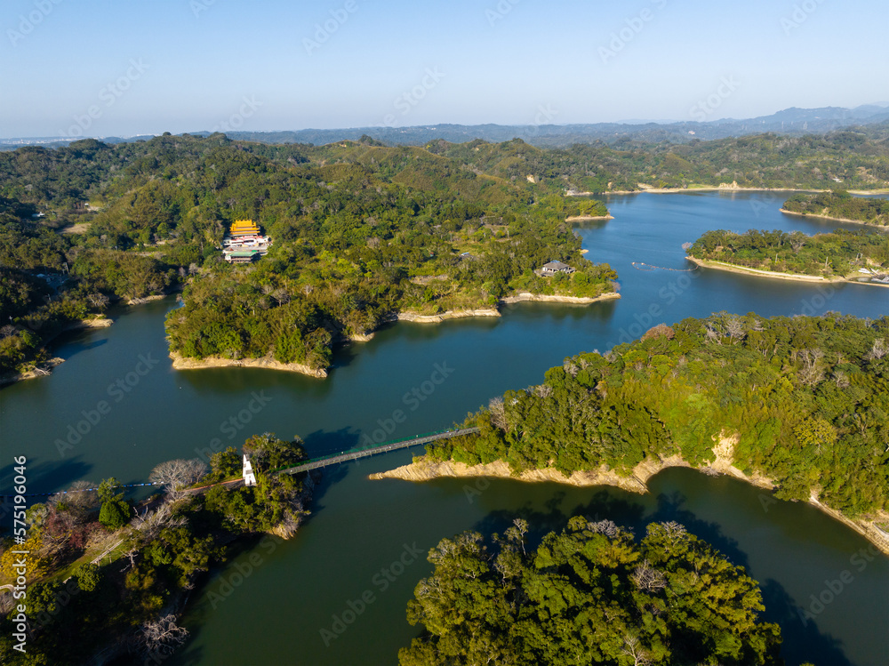 Top view of the Minute reservoir in Miaoli of Taiwan
