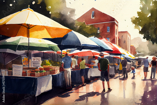 A painting of a man selling fruits and vegetables Generative ai