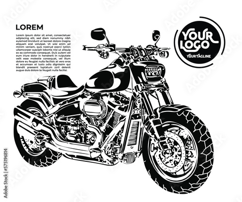 American Big Motor Cotorcycle Vector Illustration