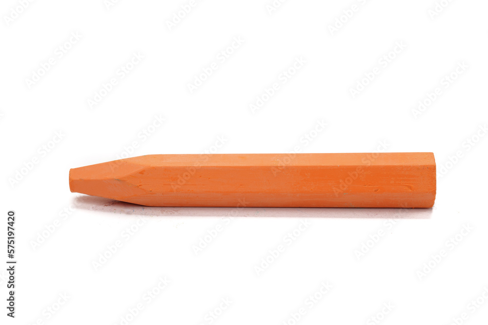 Closeup orange oil pastel on white background Closeup orange oil pastel on white background