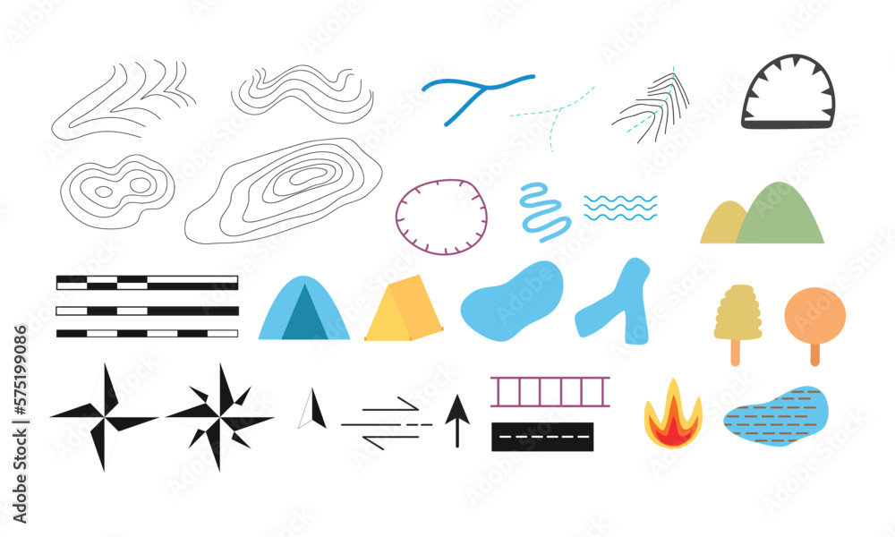 Naklejka premium Bundle of symbol maps index for four survey activity