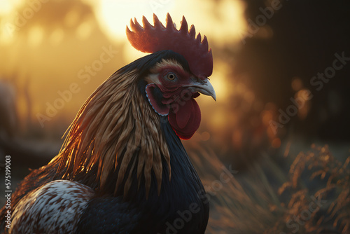 Tableau sur toile rooster head, photorealism