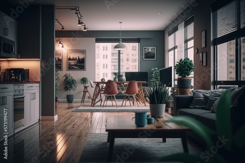beautiful apartment, interior, modern, generative AI
