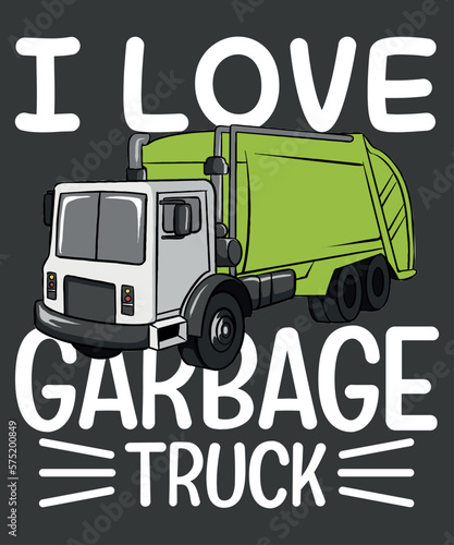 I love Garbage Truck Retro Recycling Trash Garbage Truck T-shirt design, Vintage, Sunset, Recycling, Trash, Garbage truck, vector
