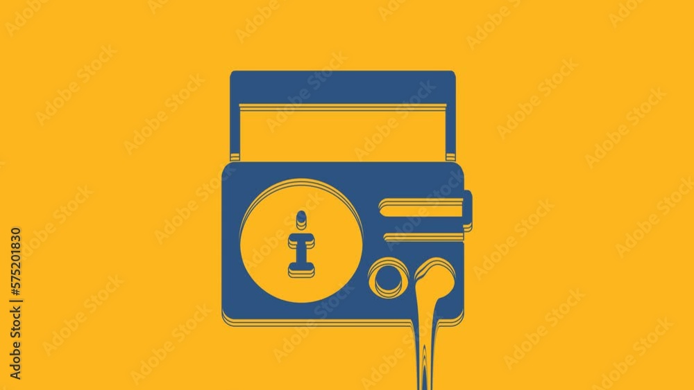 Blue News on radio channel icon isolated on orange background. 4K Video motion graphic animation Blue News on radio channel icon isolated on orange background. 4K Video motion graphic animation