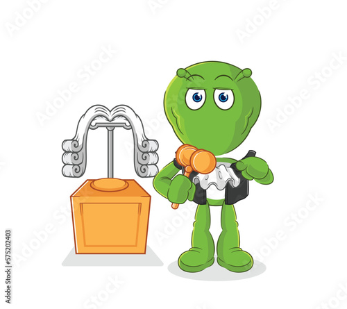 alien judge holds gavel. character vector