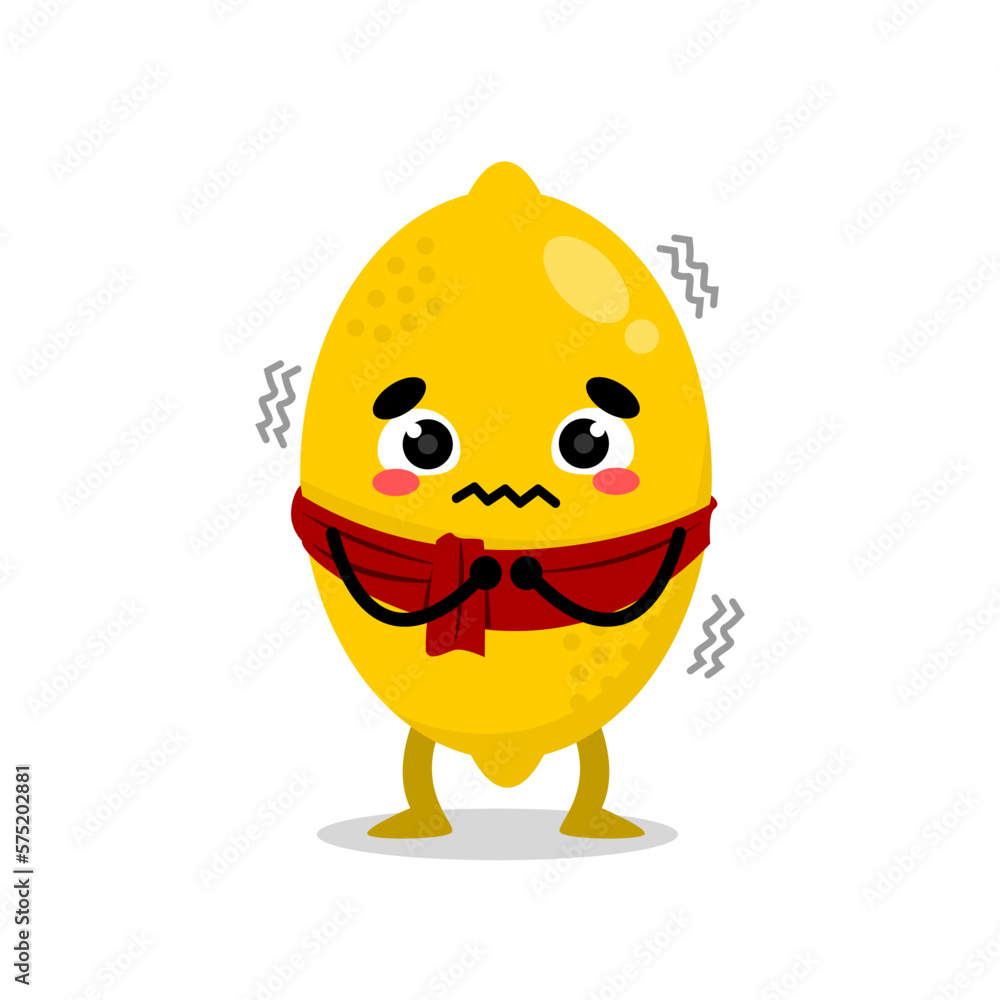 freezing lemon cute character mascot for winter season freezing lemon cute character mascot for winter season