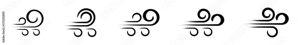 Wind icon set. Blowing wind icons. Wind breeze symbol in hand drawn style for apps and websites, vector illustration Wind icon set. Blowing wind icons. Wind breeze symbol in hand drawn style for apps and websites, vector illustration