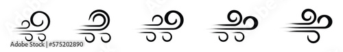 Wind icon set. Blowing wind icons. Wind breeze symbol in hand drawn style for apps and websites, vector illustration