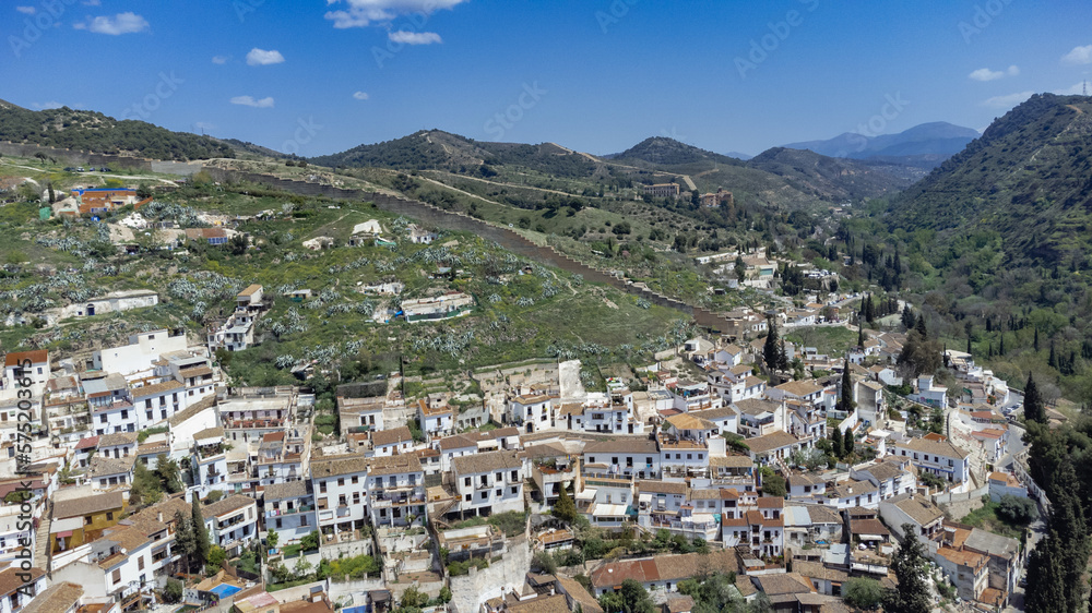 Walls of Granada Spain and Sacromonte Gypsy Quarter. 