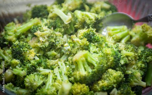 Steamed broccoli Being served