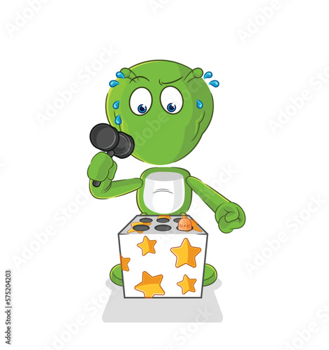 alien play whack a mole mascot. cartoon vector