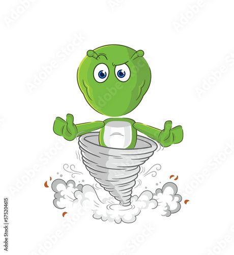 alien in the tornado cartoon character vector