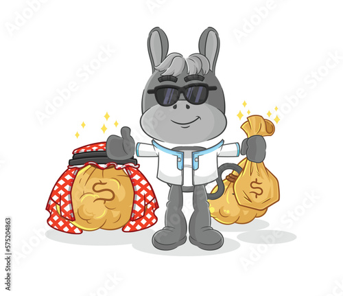 donkey rich arabian mascot. cartoon vector