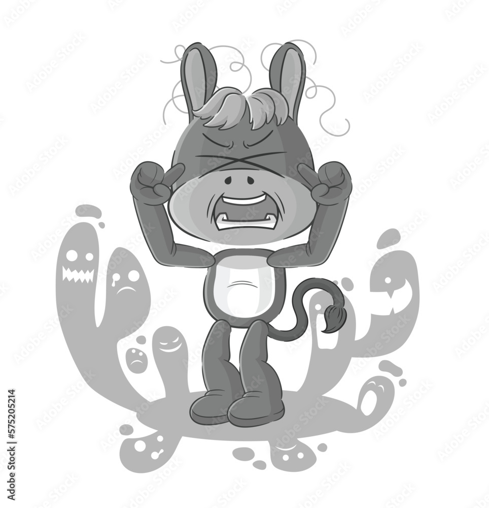 Fototapeta premium depressed donkey character. cartoon vector