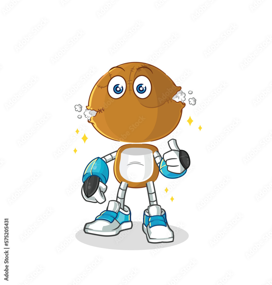 sack doll robot character. cartoon mascot vector