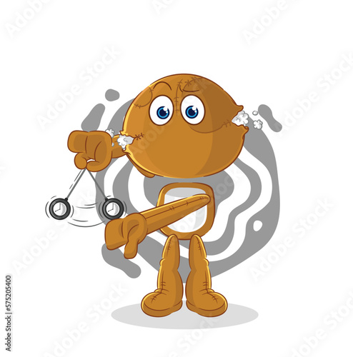 sack doll hypnotizing cartoon. cartoon mascot vector