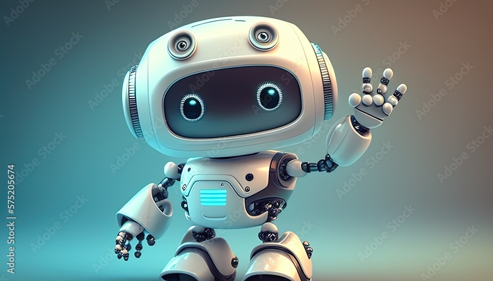 Friendly robot waving with a smile illustration