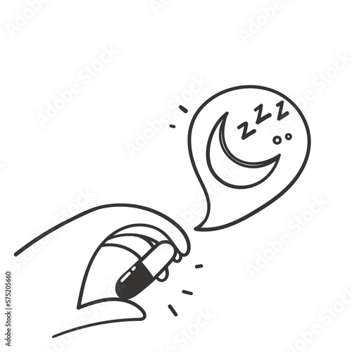 hand drawn doodle sleep pills icon illustration vector