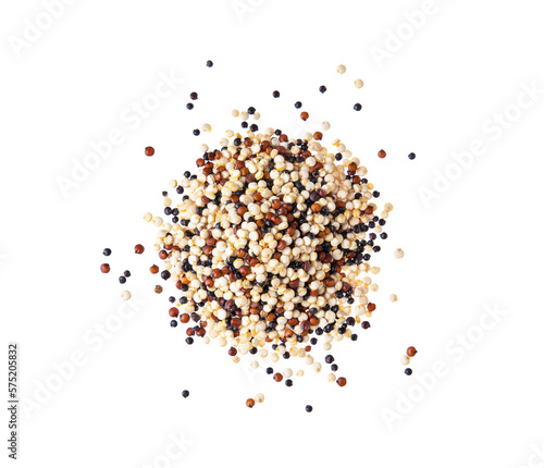 Pile of mixed raw quinoa isolated on transparent png photo