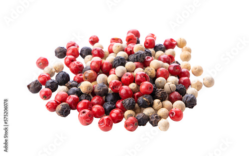 Mixed of peppers hot, red, black and white pepper isolated on transparent png